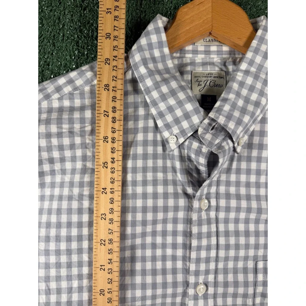 J. Crew Button Down Shirt Mens M Grey Good Classic Fit Gingham Cotton LS
